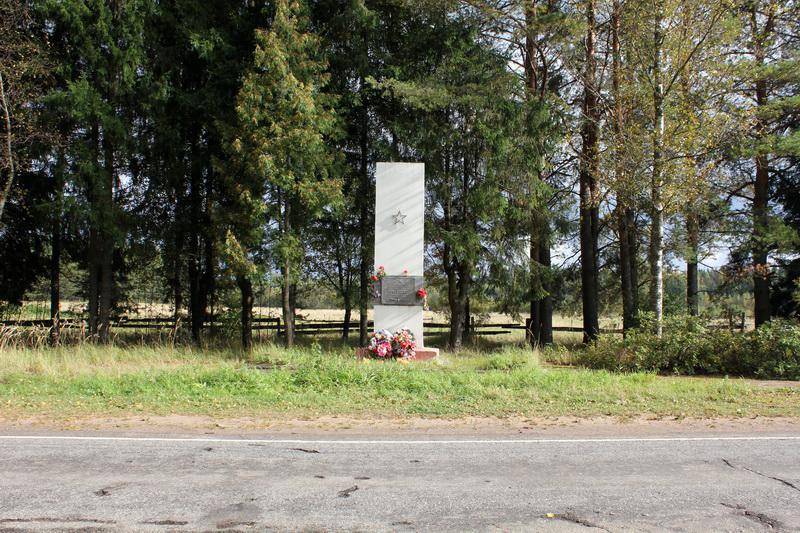 Памятник-стелла, установленный на рубеже обороны и начала наступления советских войск у г.Тихвин в 1941 г.